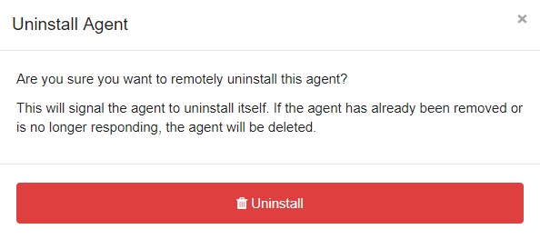 Remote uninstall confirmation dialog from the Huntress portal